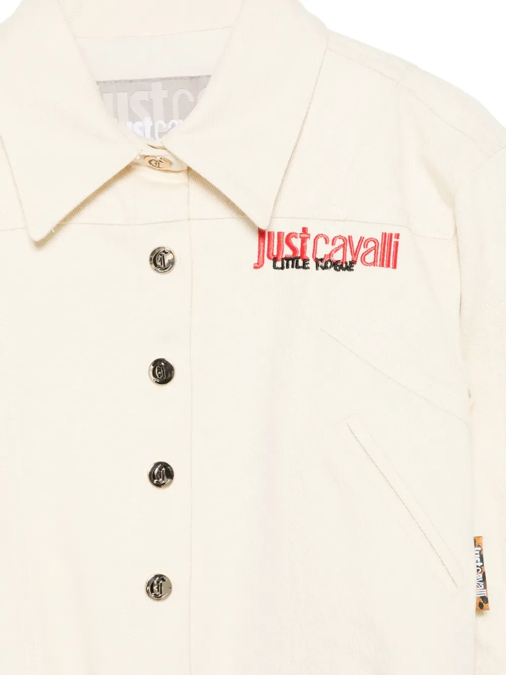 Джинсовая куртка с вышитым логотипом Just Cavalli, бежевый — фото 3