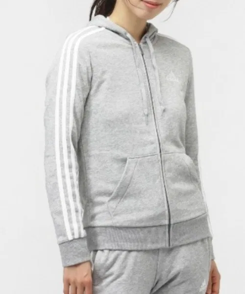 Толстовка Adidas Essentials из французского махрового трикотажа с тремя полосками на молнии — фото 4