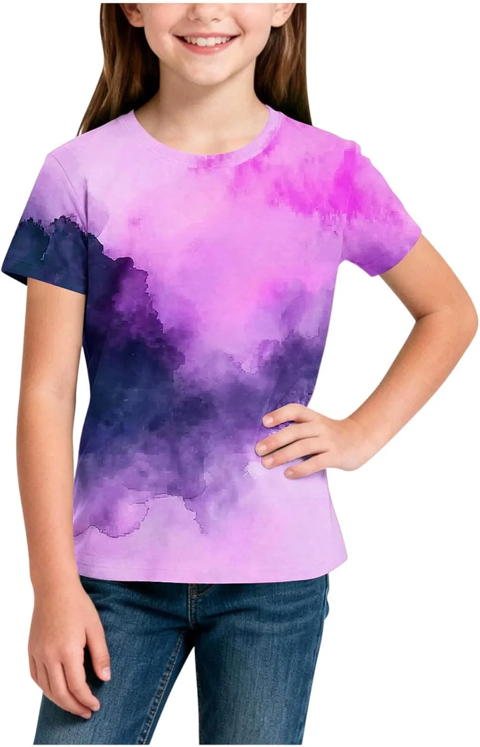 Футболка детская с принтом tie-dye, Zzalalana, розовый — фото 2