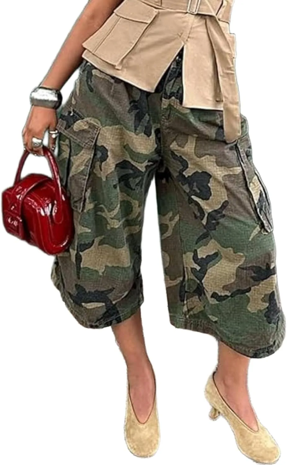 

Женские камуфляжные штаны High Waist Baggy Wide Leg NPXWUU