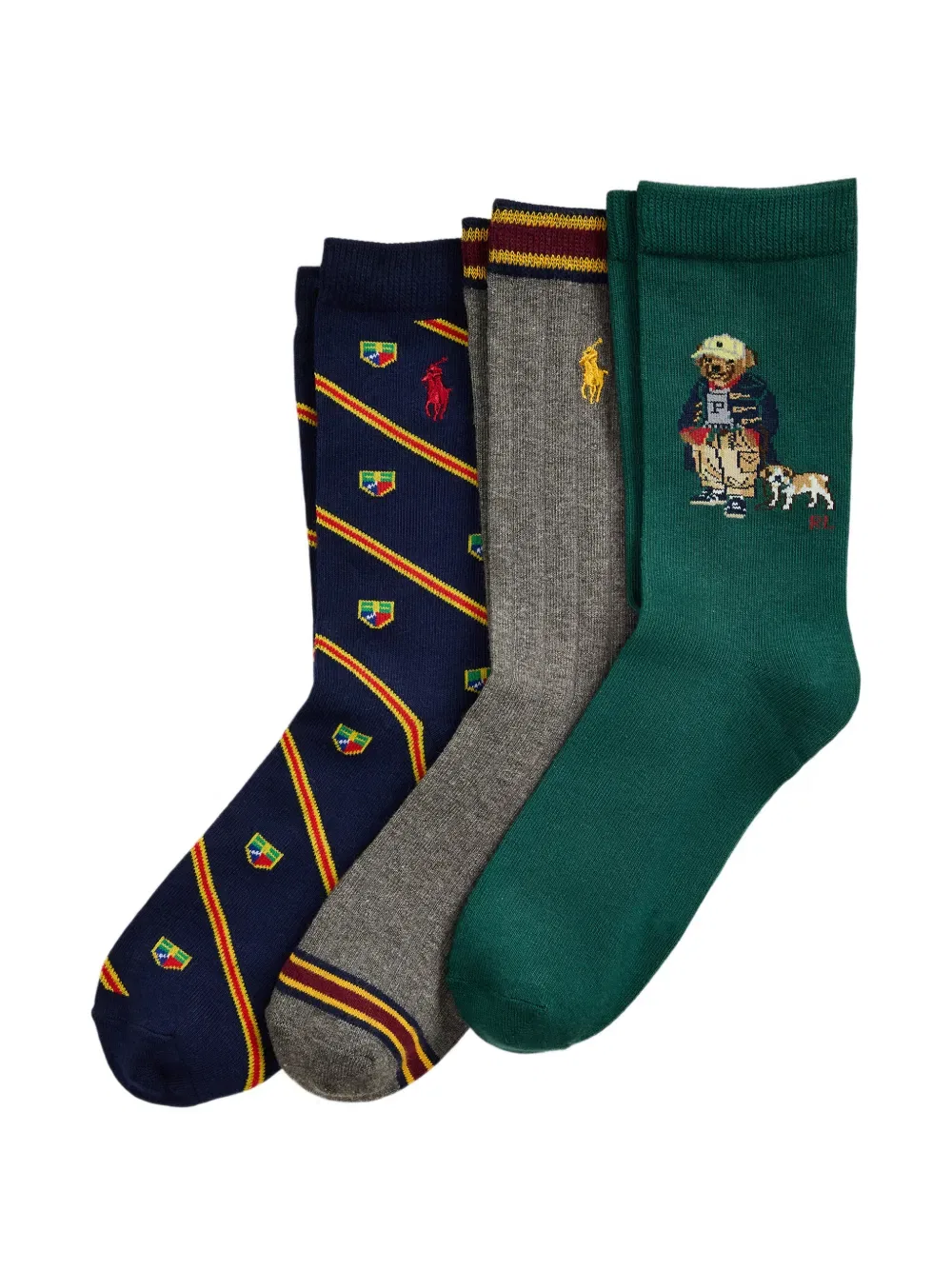 Носки с вышитым изображением медведя Поло Polo Ralph Lauren Kids, синий