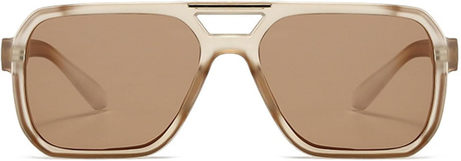 

Модные солнцезащитные очки с двойной перемычкой, квадратной формы, женские, в стиле ретро, ​​голубые, с защитой от УФ-излучения UV400, мужские, черные, для активного отдыха mincl, Brown