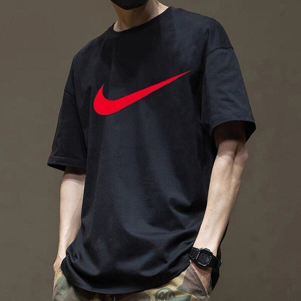 Футболка Men's Nike Solid Color Large Logo Printing Round Neck Short Sleeve Black T-Shirt, мультиколор — фото 3