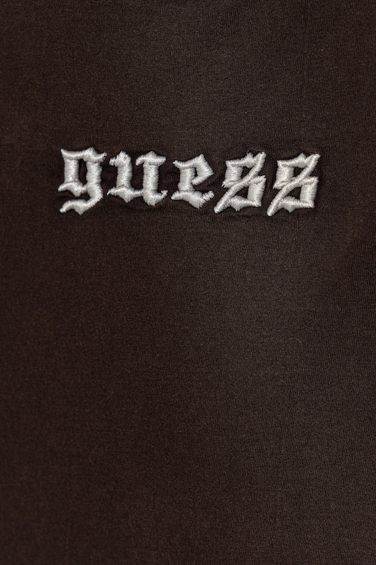 Детская хлопковая футболка Guess, коричневый — фото 3