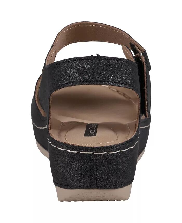 Женские босоножки Maxwell на танкетке с цветочным декором GC Shoes, черный — фото 3