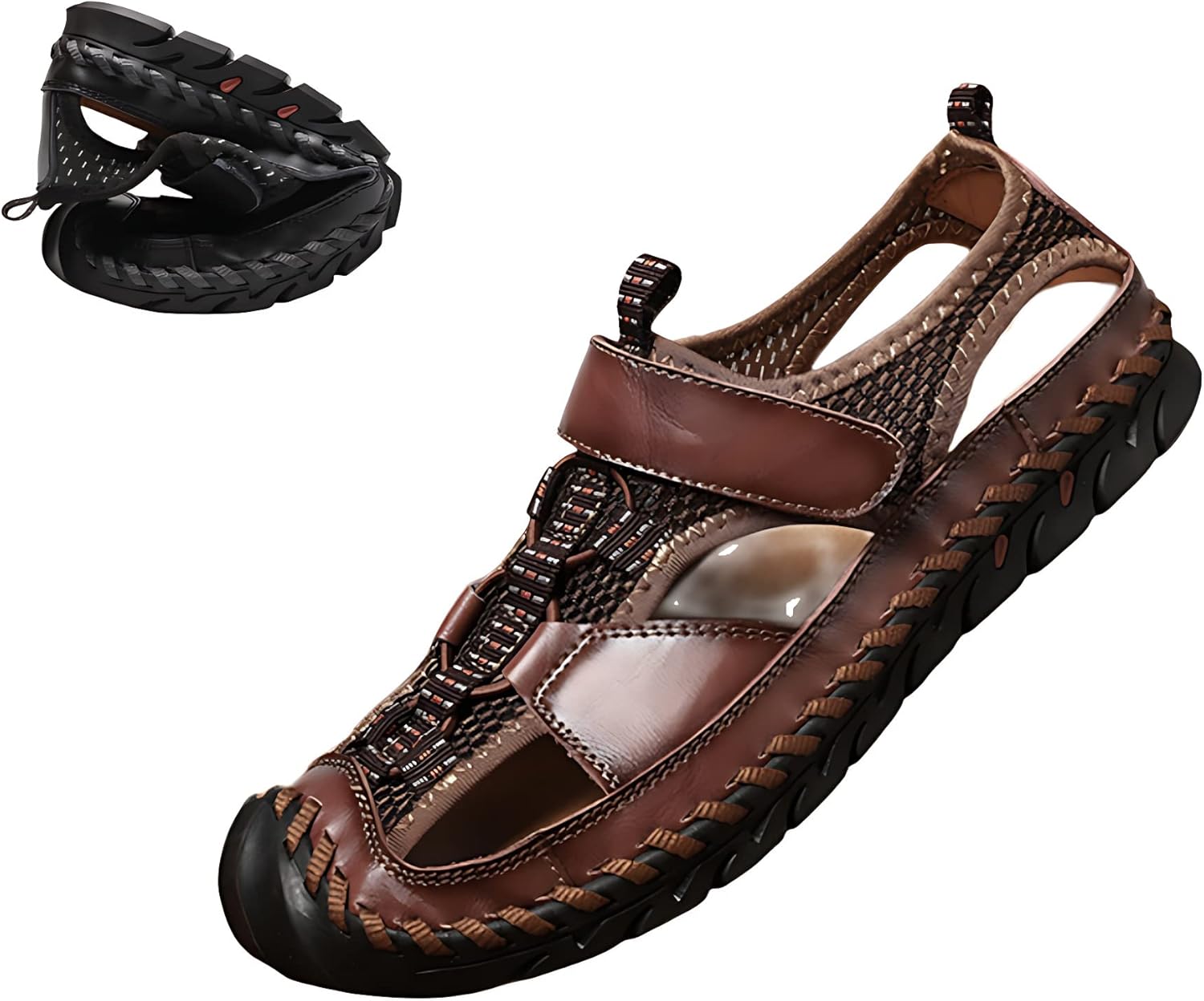 

Мужские походные сандалии большого размера с закрытым носком для активного отдыха Generic, темно-коричневый