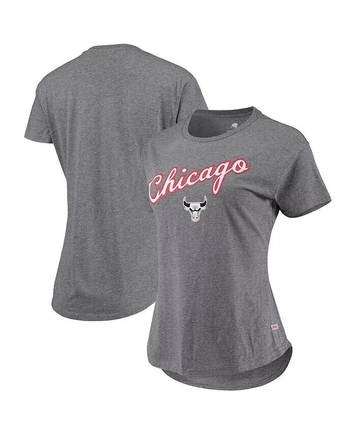 

Женская серая футболка Chicago Bulls City Edition Phoebe Tri-Blend с меланжевым рисунком Sportiqe