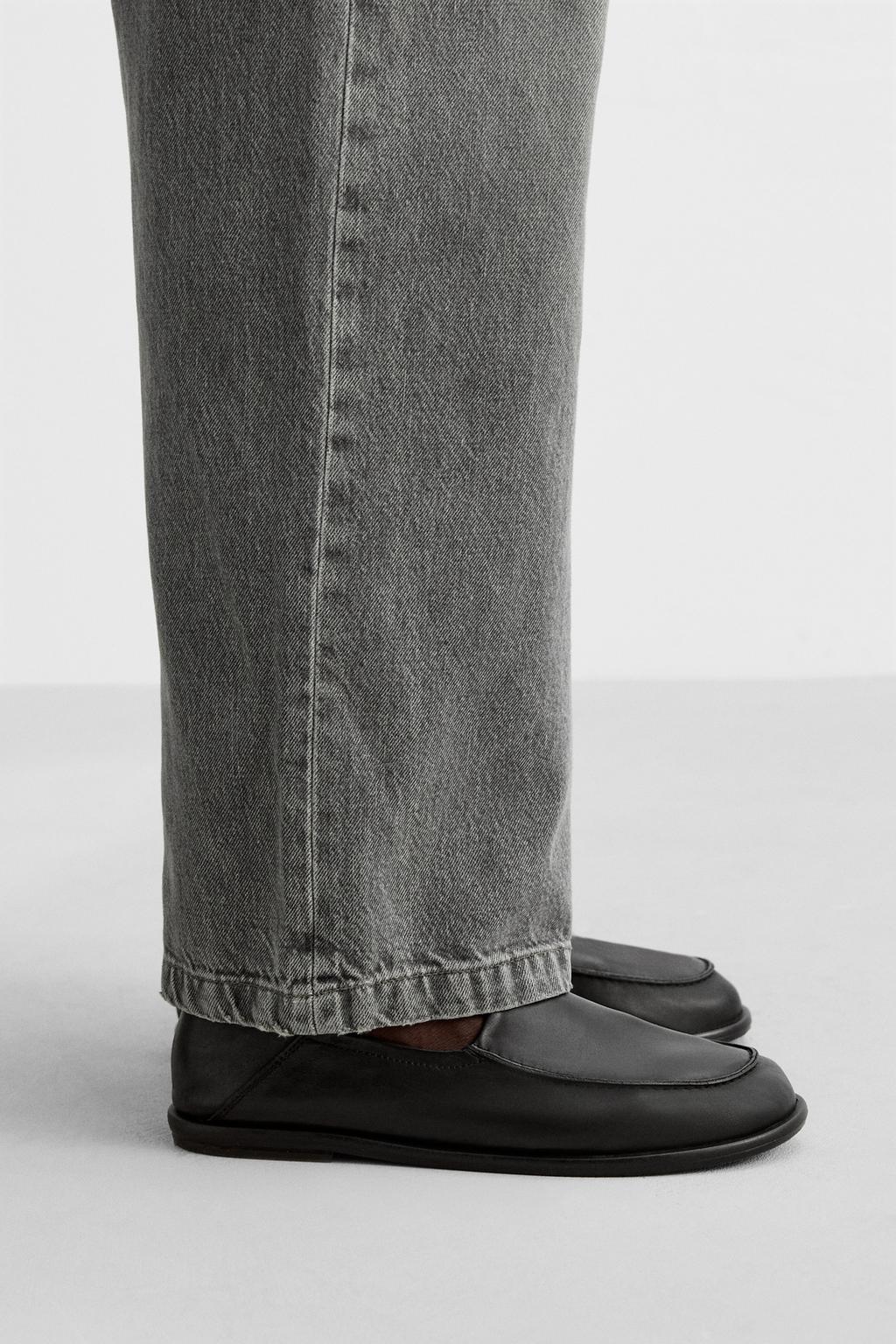 

Кожаные мокасины ZARA, черный