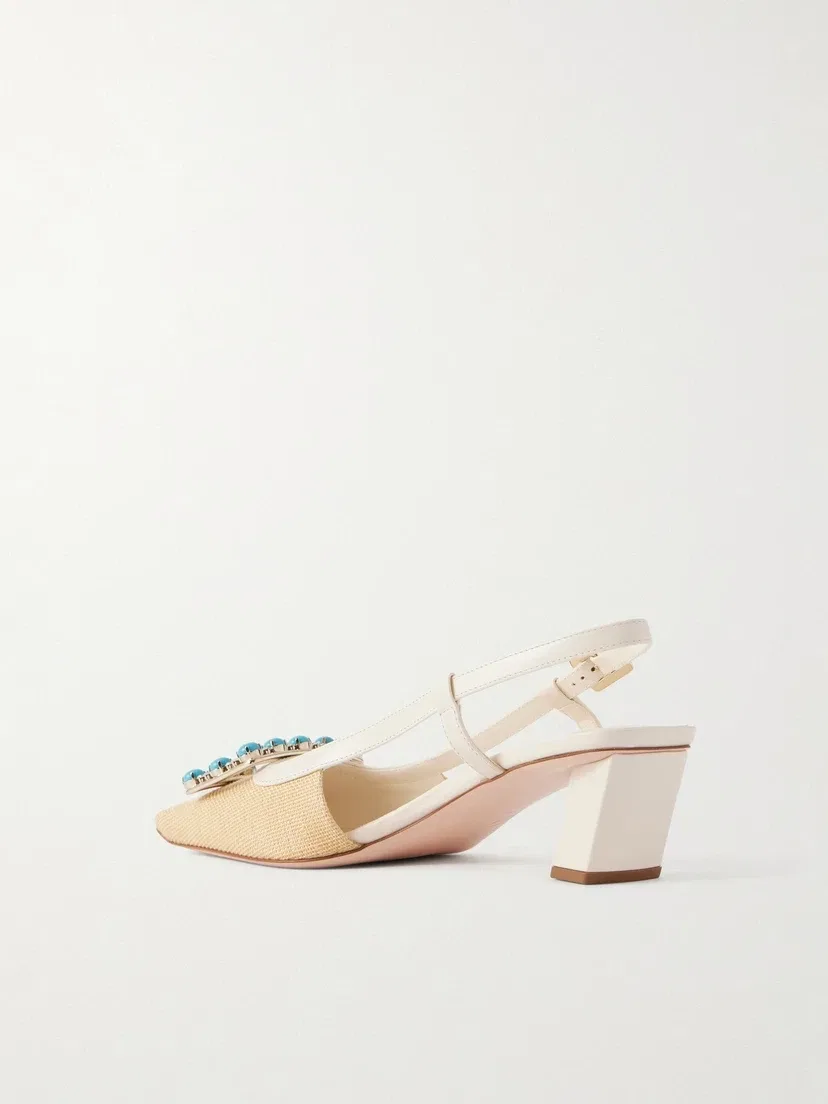 Кожаные туфли-слингбэки Belle Vivier 45 с украшениями Roger Vivier, бежевый — фото 3