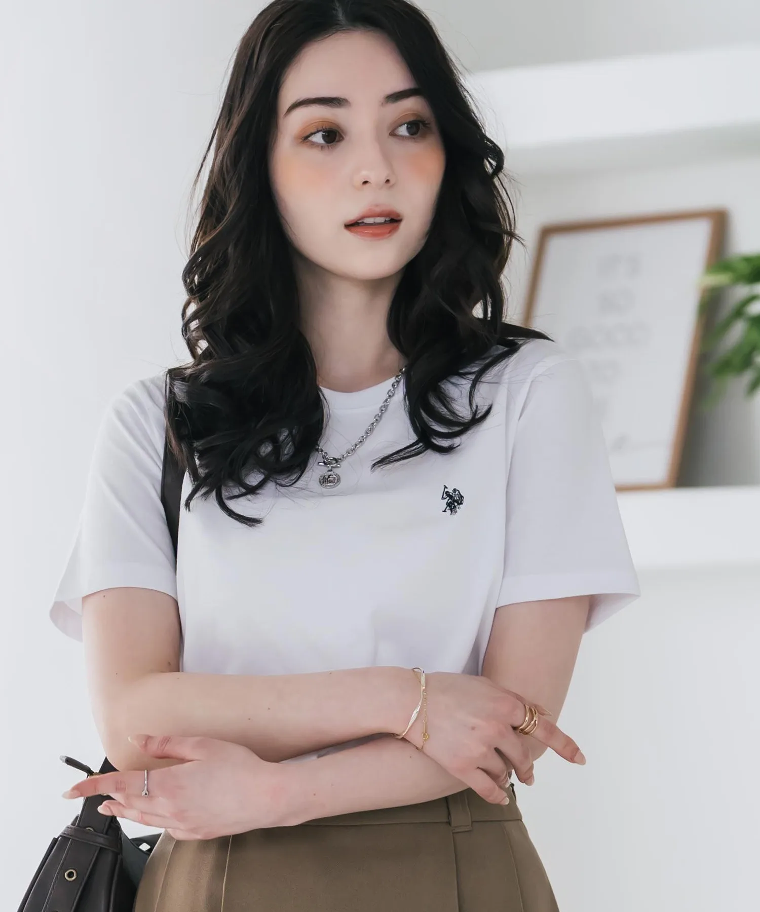 Женская футболка U.S. POLO ASSN. с вышивкой логотипа тёмно-синяя — фото 2