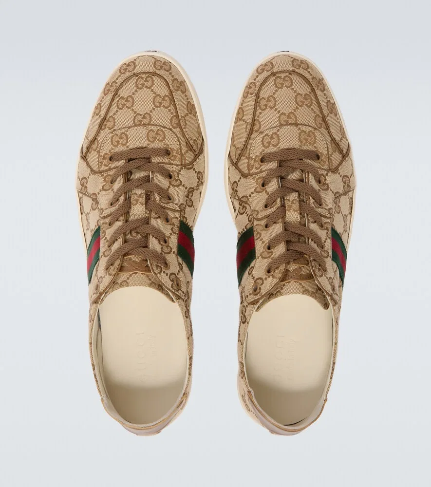 Низкие кеды из эластичного канваса GG Gucci, бежевый — фото 4
