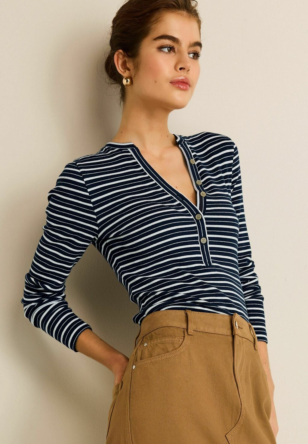 

Футболка с длинными рукавами Button Detail Next, цвет ecru white navy blue