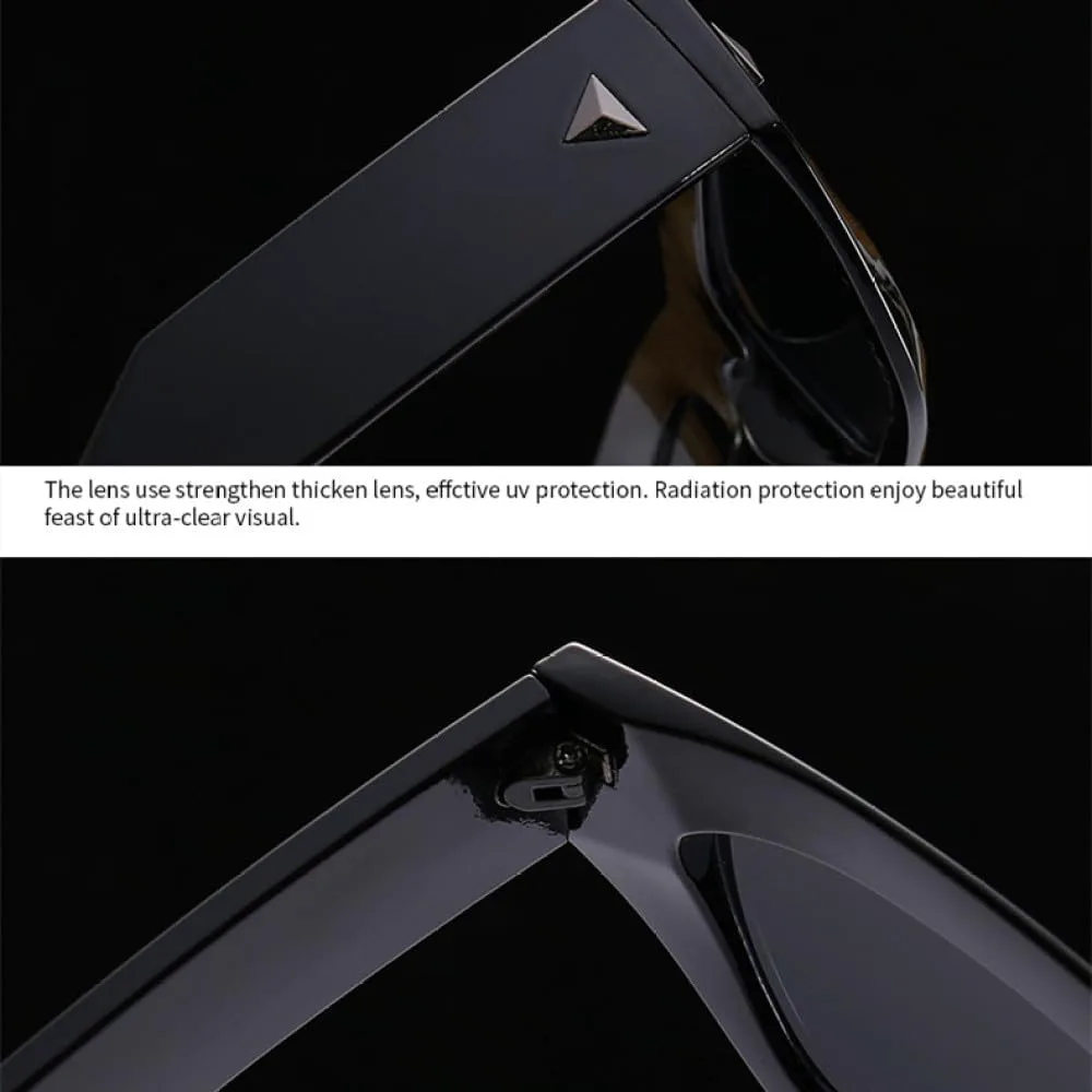 

Модные солнцезащитные очки 2027 года для женщин: винтажные очки конфетных цветов, мужские солнцезащитные очки с заклепками и градиентом MTZJH, Black Blue Tea