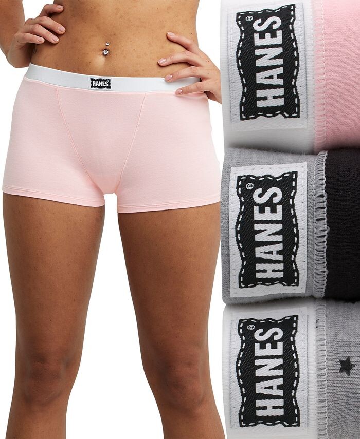 

Женские 3 шт. Трусы-боксеры Originals Ultimate 45VOBB Hanes, розовый