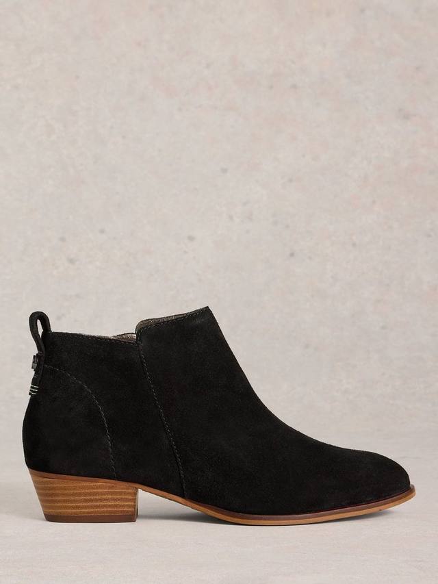 Ботинки Willow с миндальным носком и квадратным каблуком из замши White Stuff, Black