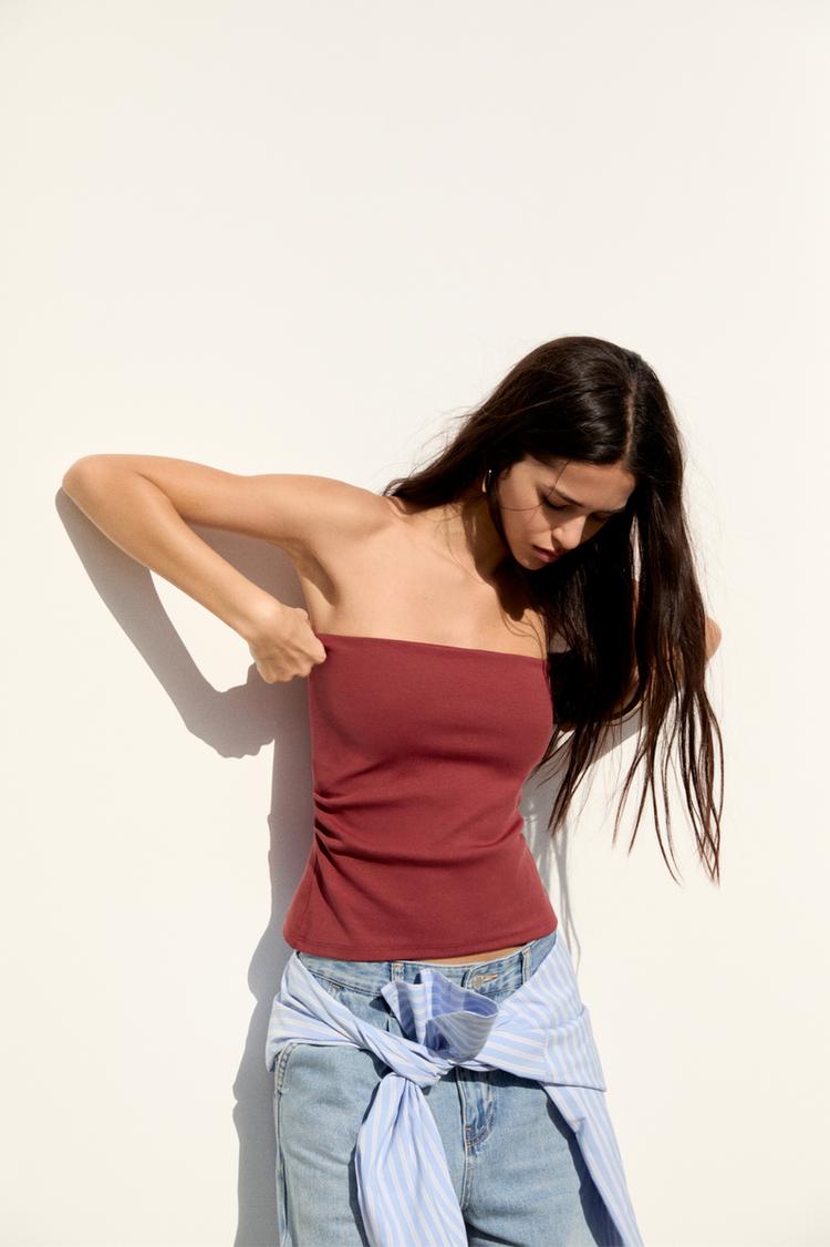 

Топ без бретелек Pull And Bear, красный