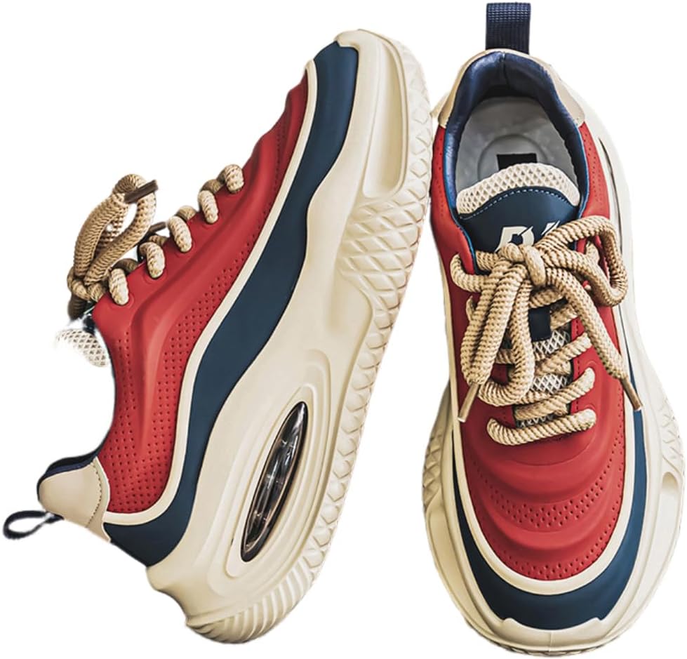 

Мужские модные кроссовки с нескользящей подошвой, легкие, с контрастной цветовой вставкой, толстой подошвой, для спорта, прогулок и бега Lexamen, красный