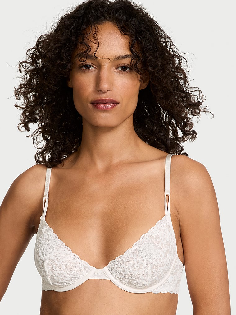 

Сексуальная футболка Lacie без подкладки, деми-бюстгальтер Victoria'S Secret, lace coconut white