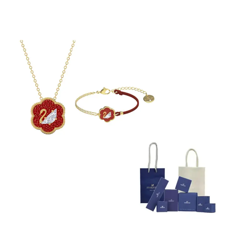 

Кулон "Цветок Удачи" для женщин Swarovski, золотой-plated/красный