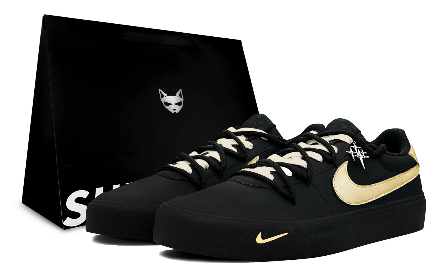 Nike Кроссовки Court Shot для скейтбординга мужские низкие Black/Gold