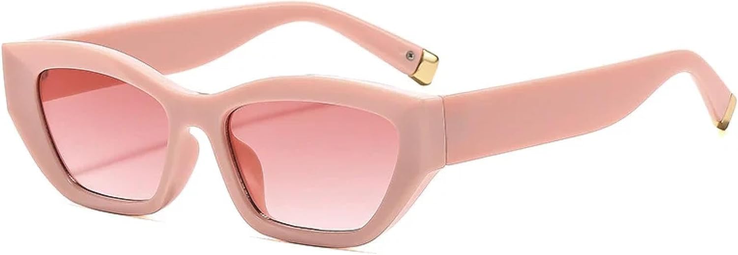 

Модные солнцезащитные очки «кошачий глаз» неправильной формы для женщин, винтажные, прозрачные, конфетных цветов, мужские, трендовые, многоугольные, панк, UV400 TKKTLLT, Pink-pink