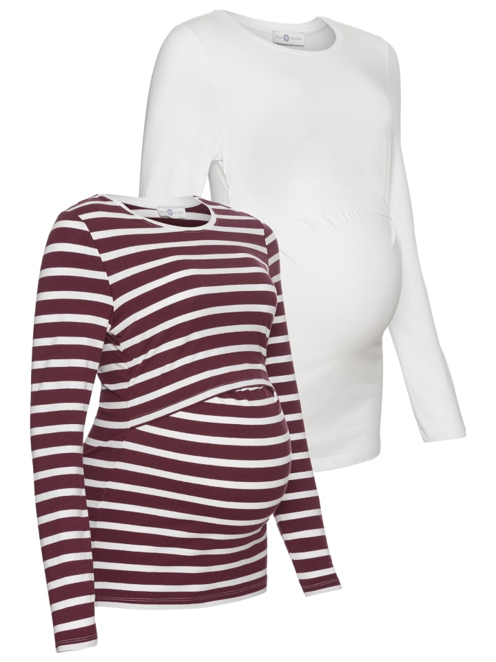 

Рубашка для беременных в белую/бордовую полоску neun 9 monate