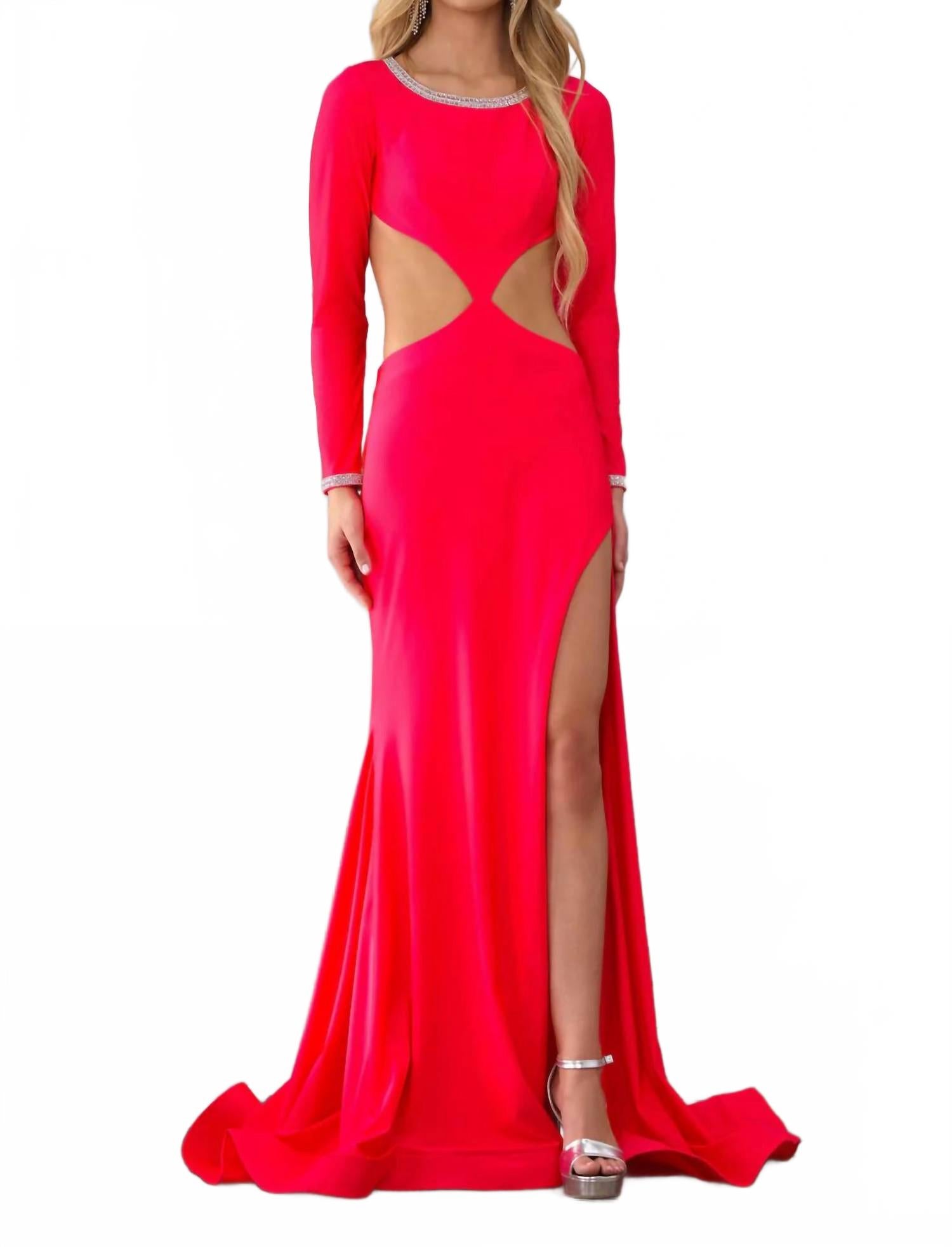 

Элегантное платье с вырезами и высоким разрезом в арбузном цвете Ava Presley, Watermelon