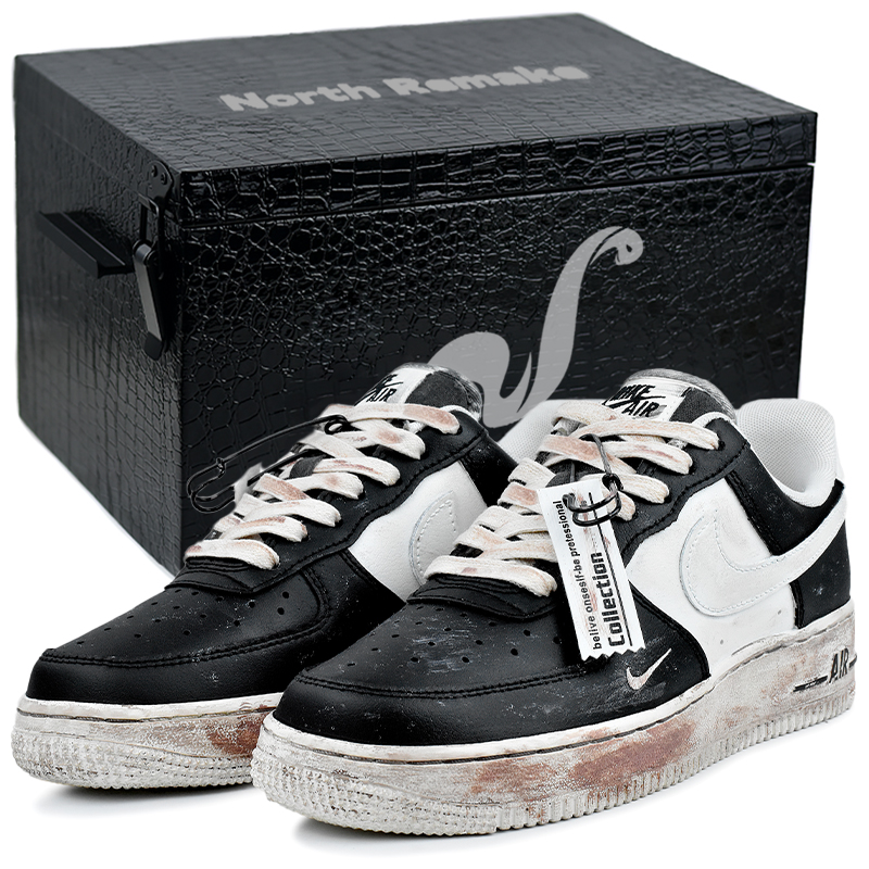 Женские черно-белые скейтерские кроссовки Nike Air Force 1 износостойкие и легкие низкие с подарочной упаковкой Old Password, цвет Old Password-Gift Box 4 — фото 2