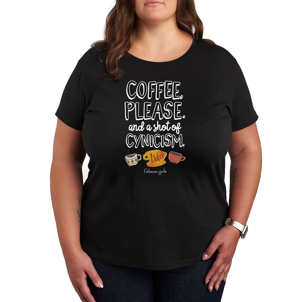 

Футболка Plus Gilmore Girls с рисунком Coffee Cynicism Licensed Character, черный