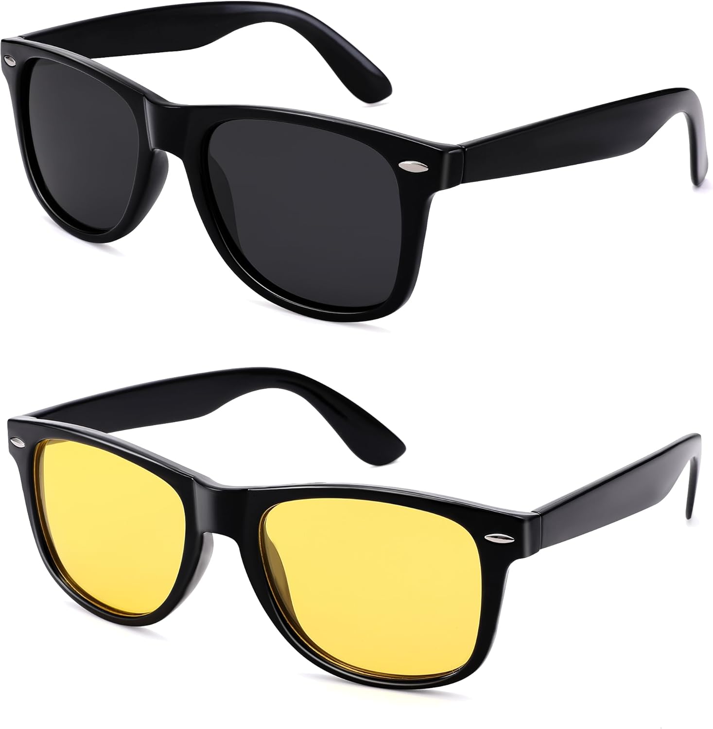 

Поляризованные квадратные солнцезащитные очки Pro Acme для мужчин и женщин, модные солнцезащитные очки с защитой от УФ-излучения, Glossy Black/Grey + Glossy Black/Night Vision