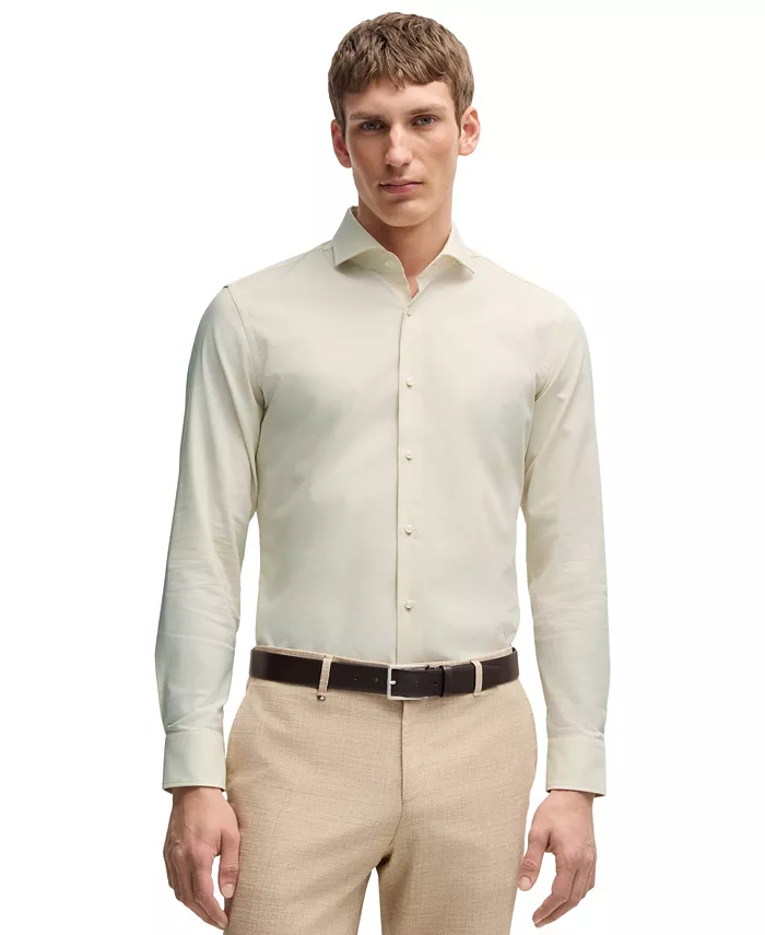 

Мужская рубашка облегающего кроя Easy-Iron Hugo Boss, белый