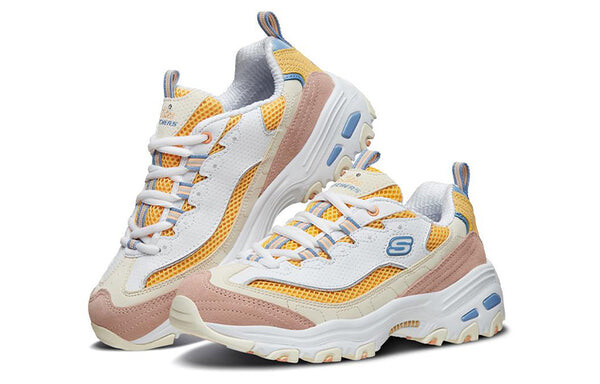 Кроссовки (WMNS) Skechers D'Lites 1.0 low running Shoes GS White/Yellow, белый — фото 3