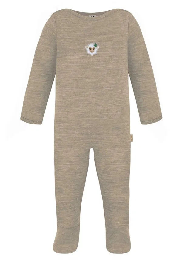 Боди strampler mit füßen, schlafanzug einteiler aus merinowolle, комбинезон для сна Normani Outdoor Sports, Beige