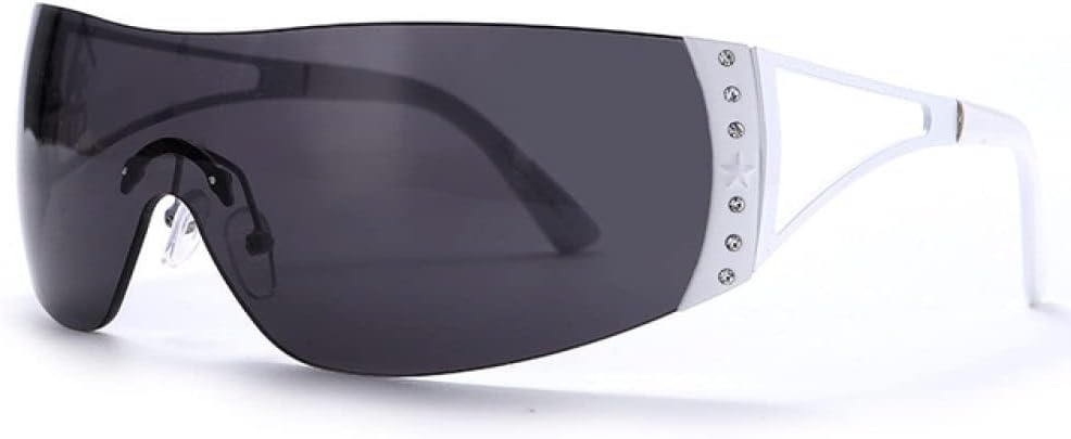 

MUTYNE Винтажные цельные солнцезащитные очки для женщин, роскошные, большие, обтекаемые, в стиле ретро, ​​модные солнцезащитные очки для мужчин, защита от УФ-излучения UV400, White Black