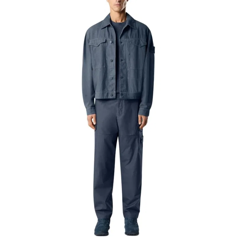 Куртка мужская SS26 BONDED LINEN TC_S.I. GHOST STONE ISLAND, Slate Blue — фото 4