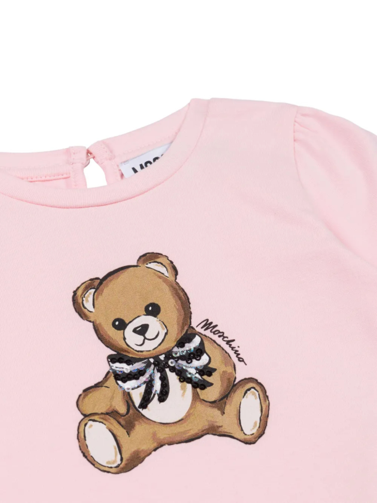 Moschino Kids топ с длинными рукавами и принтом, розовый — фото 3