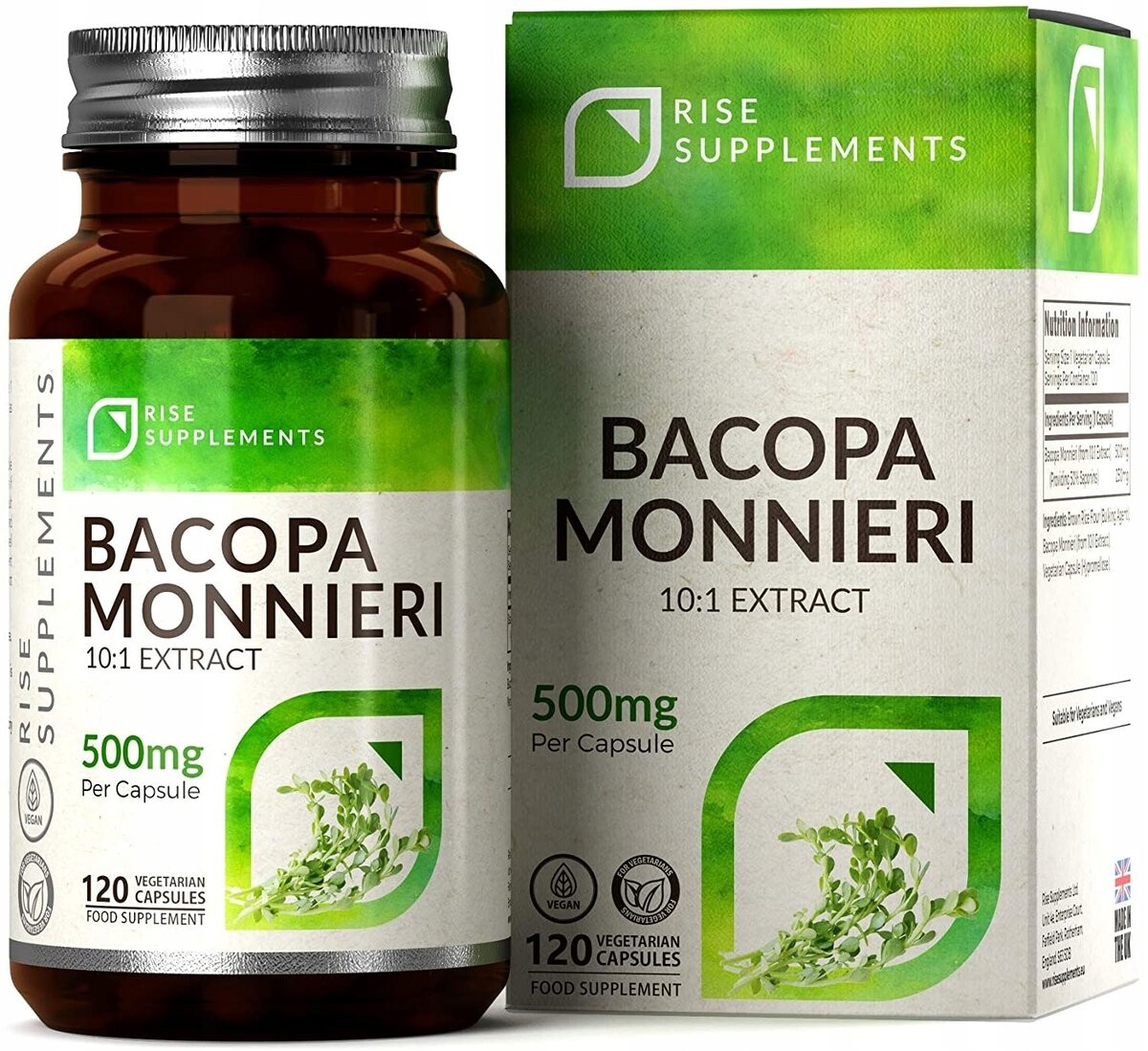 

Rise Supplements, Bacopa Monnieri 500 мг, Добавка , 120 капсул Inna Marka