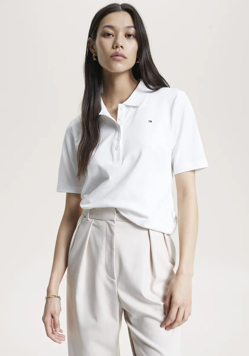 

Рубашка-поло Tommy Hilfiger с вышитым логотипом, цвет Ecru