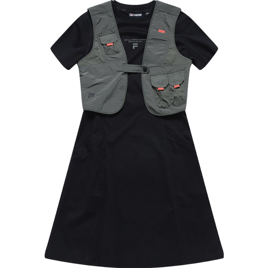 

FILA FUSION Женское черное платье с коротким рукавом