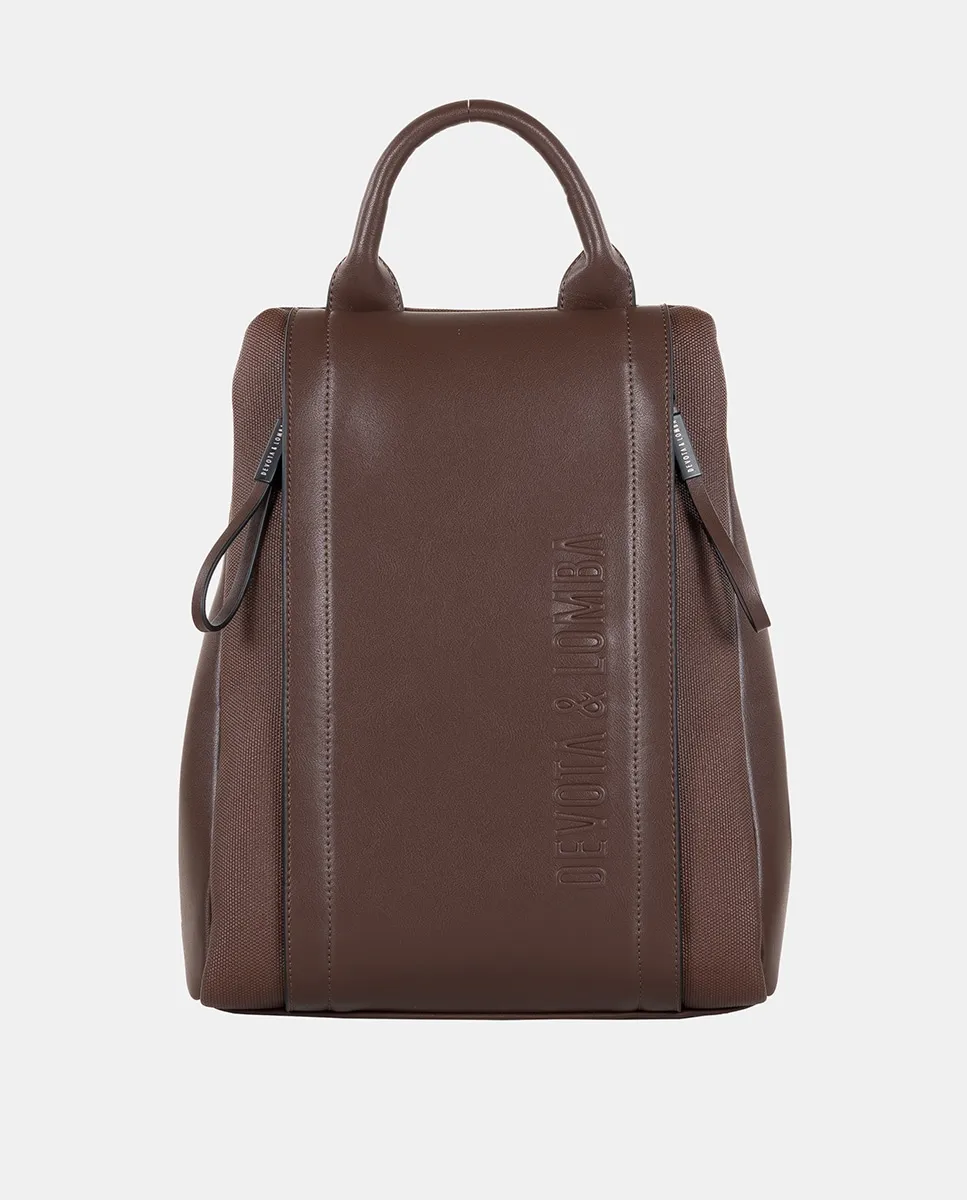 

Рюкзак с защитой от кражи с тисненым логотипом Devota & Lomba, темно-коричневый