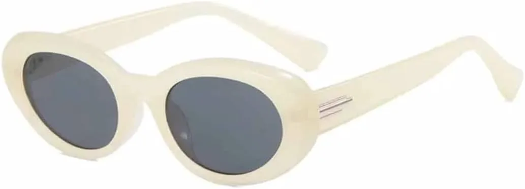 

Солнцезащитные очки в овальной оправе «кошачий глаз» в тонкой оправе для женщин и мужчин, модные, класса люкс, с защитой от УФ-излучения UV400 TOIPASTN, Beige Gray