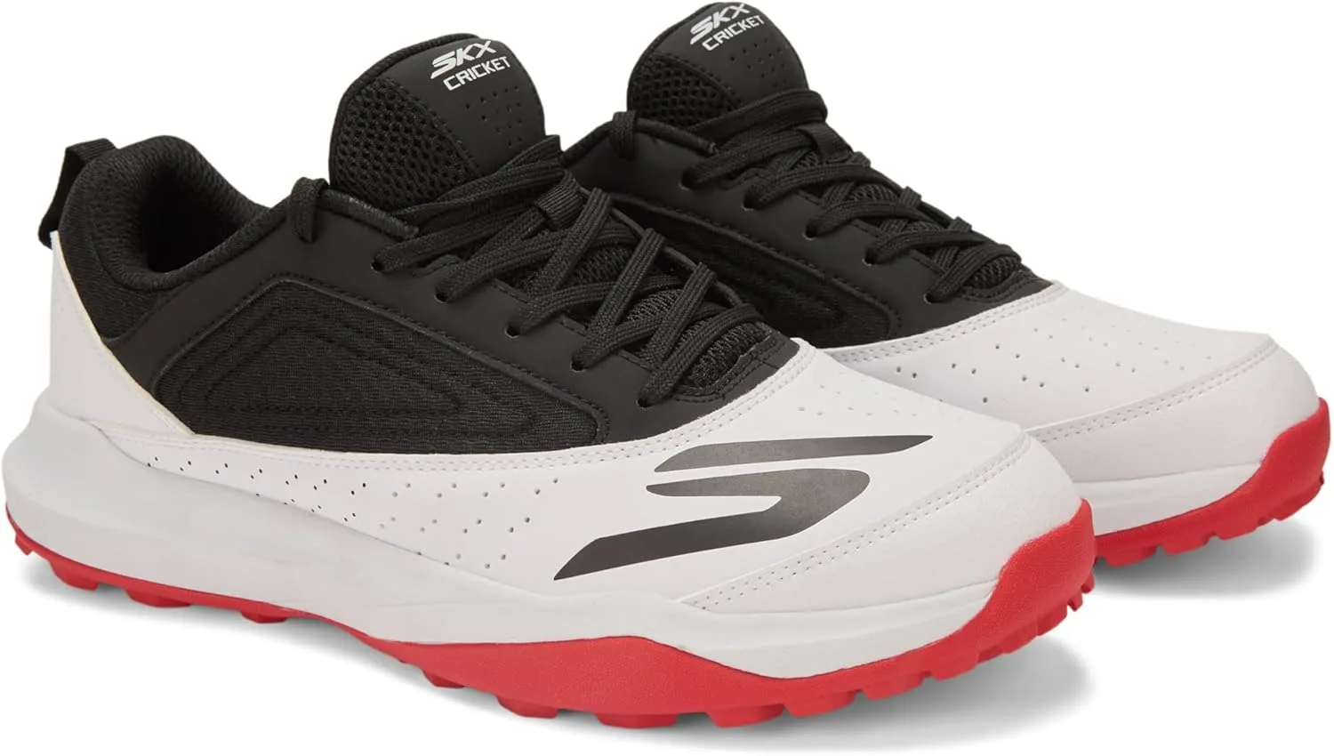 Мужские кроссовки Skechers Turf cricket, из синтетической сетки, амортизация ЭВА, резиновая подошва, белый/черный/красный