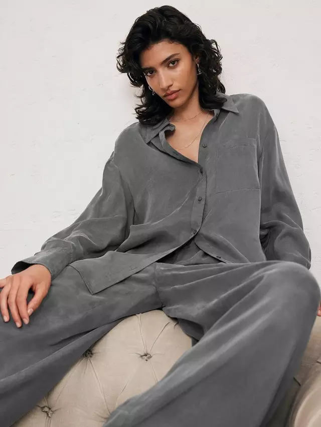 

Рубашка Mint Velvet Oversized Long Sleeved, серый
