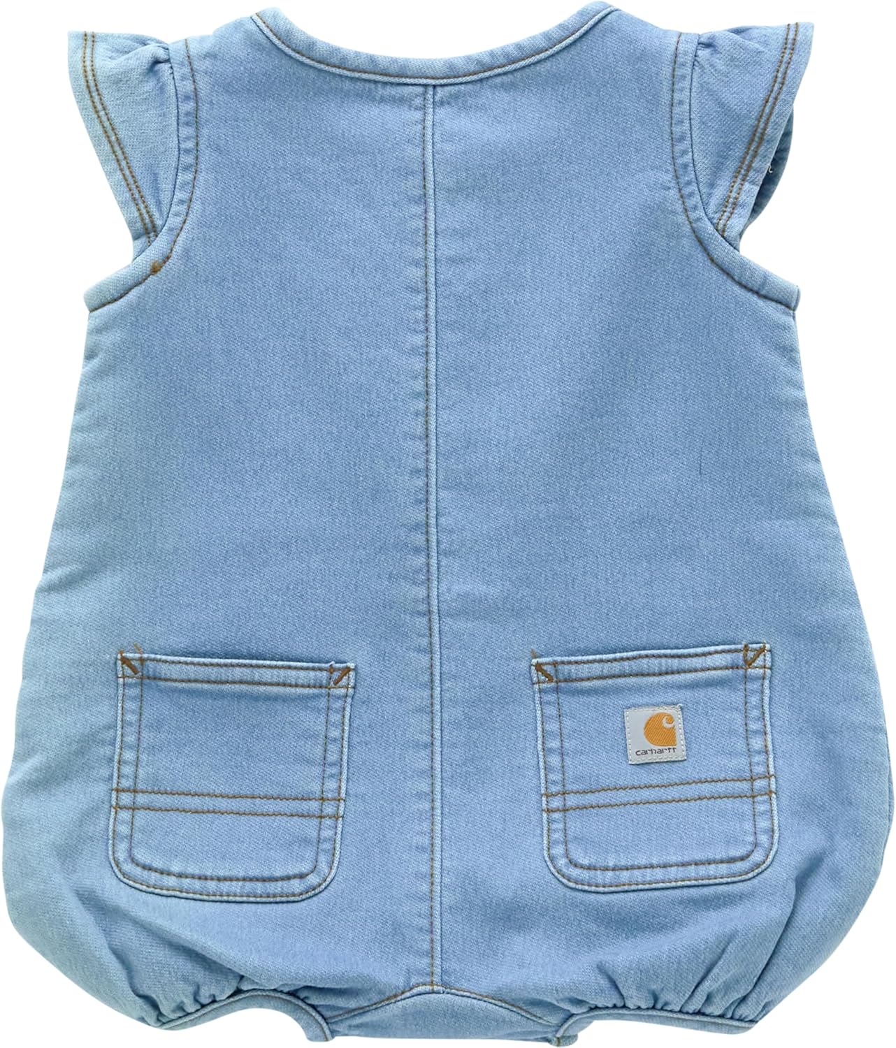 Carhartt baby-girls короткий рукав деним хенли комбинезон, Light Wash — фото 2