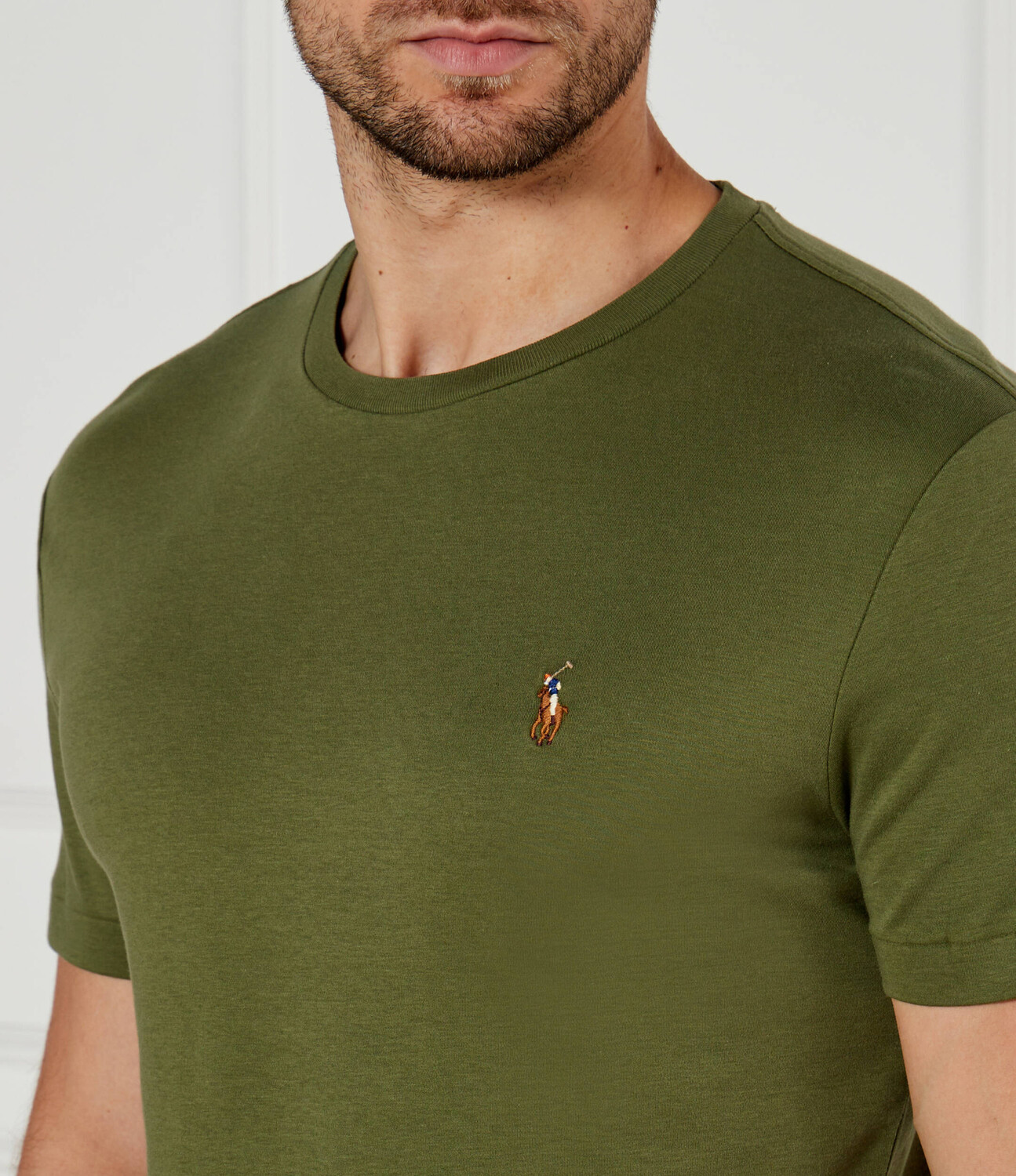 Футболка POLO RALPH LAUREN PIMA Custom slim fit, цвет cachi — фото 4