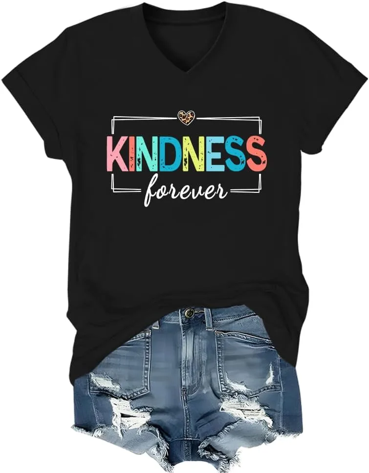 Футболка с принтом Kindness Forever, V-образный вырез, Unisex
