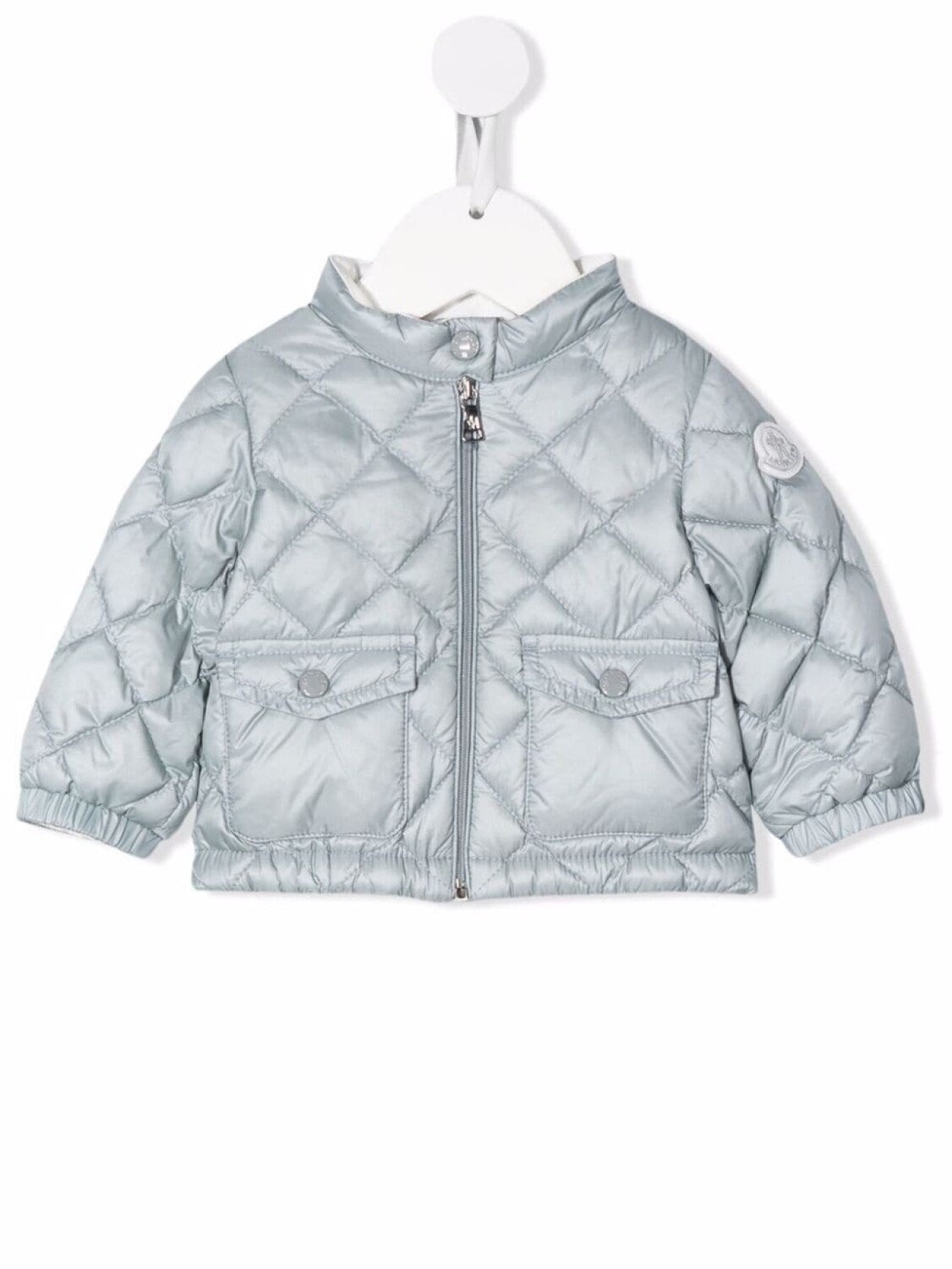 

Moncler Enfant стеганая куртка с нашивкой-логотипом, синий