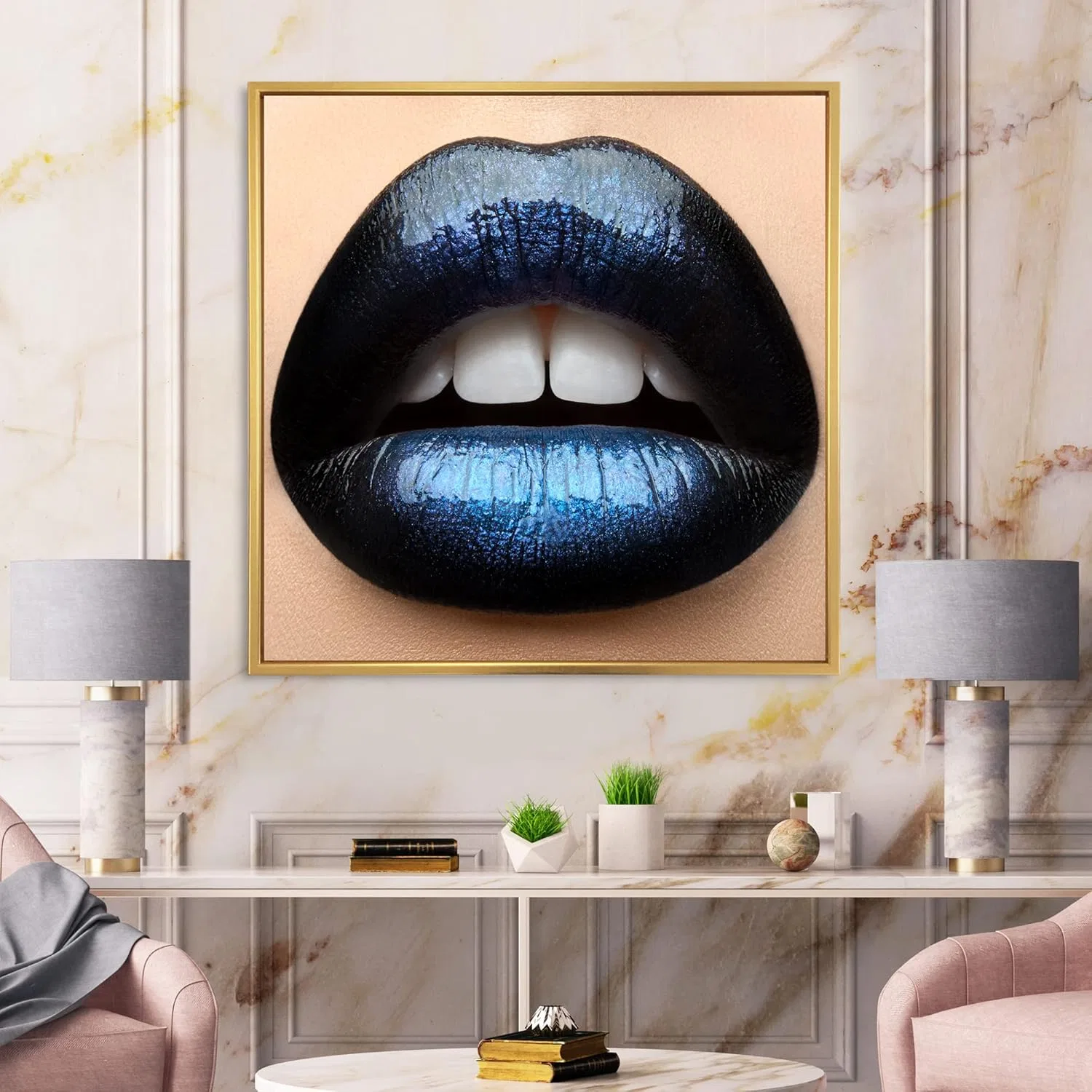 Губная помада DesignQ Canvas Wall Art Print черный и синий — фото 2