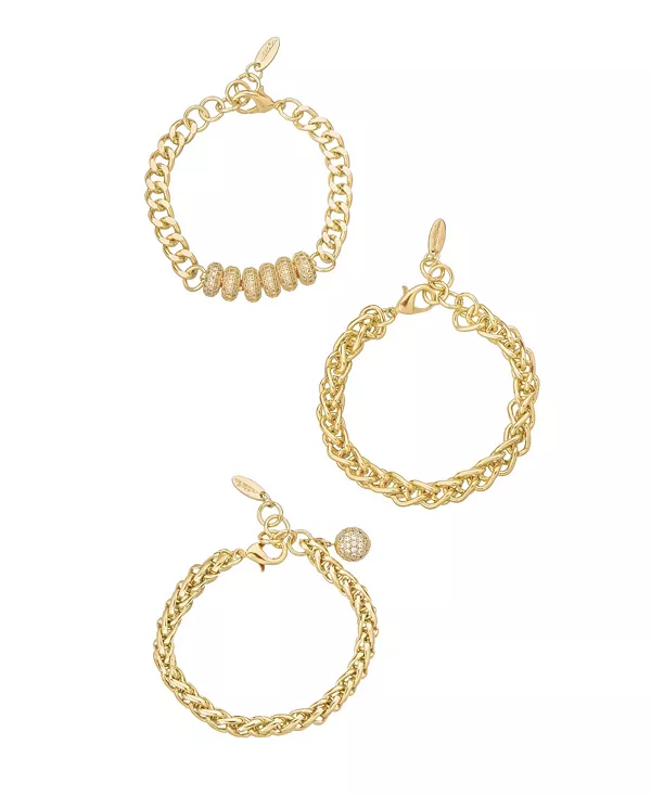 

Набор из 3 позолоченных браслетов-цепочек Ettika, gold-plated