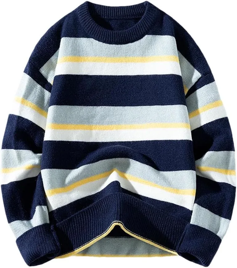 

Мужской полосатый вязаный пуловер Loose Fit